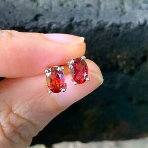 Natural Garnet Stud Earrings